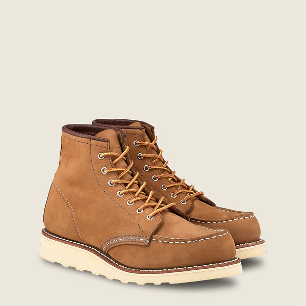 Heritage Støvler Dame - Red Wing 6-Inch Classic Moc - Short Chinook Læder - Khaki - WSHFVO-915